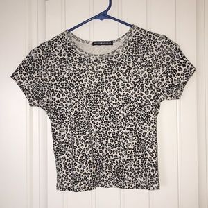 Brandy Melville Leopard Print Fitted Crop Top